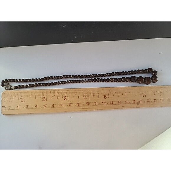 Brown Beaded Necklace Vintage, READ USED Fair Condition - Picture 9 of 10